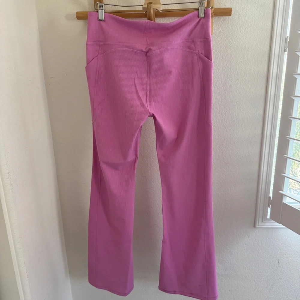 NWT FABLETICS Oasis Rib high waist Crossover Kick Flare pink size XL sporty - Picture 6 of 7